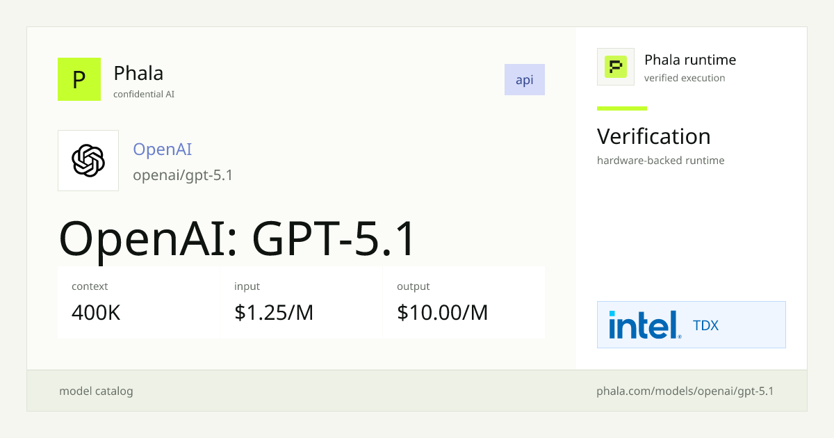 OpenAI: GPT-5.1 model | Phala